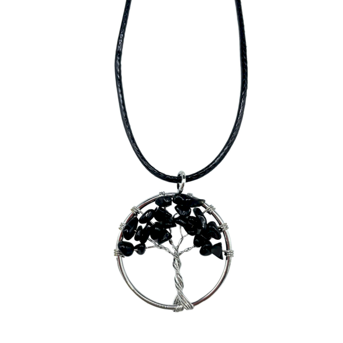 Μενταγιόν Δέντρο της Ζωής Μαύρου Αχάτη - Black Agate Μενταγιόν
